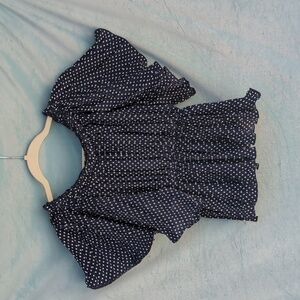 NWT Blue Poka dot Ruffle Shirt